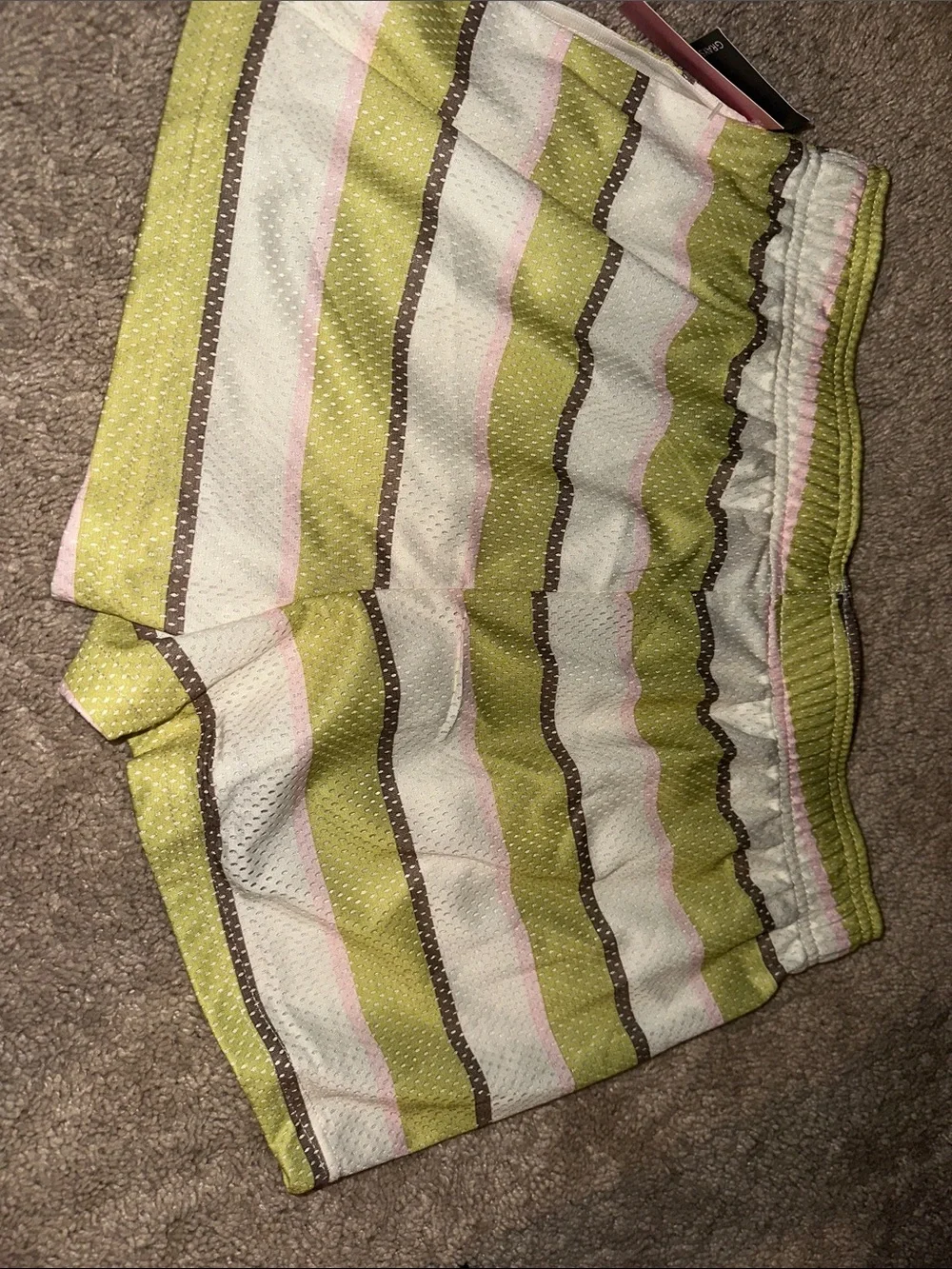 Grayson Threads Striped Athletic Shorts in Green, Pink & Brown